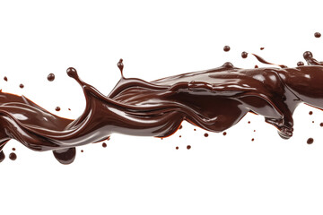 Luscious Chocolate Wave with Elegant Crown Splash on isolated transparent background, PNG