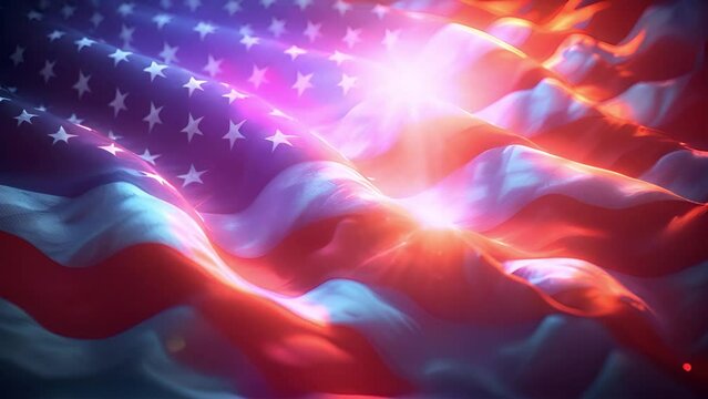 United States of America flag. Image of the american flag flying in the wind. U.S. flag of America background Copy space wave 4k video