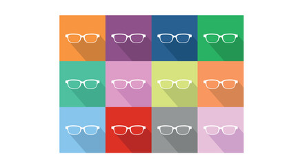 Glasses Icon Set. Set of square flat illustration of glasses signs