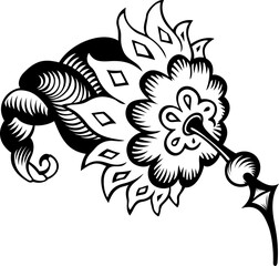 Floral hand drawn vintage illustration. Engraved nature elements and objects