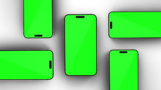 Animation of smartphone With Blank Green Screens Animated Mockup white screen background