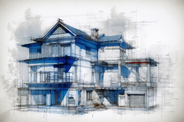 Architectural blueprint of modern house.