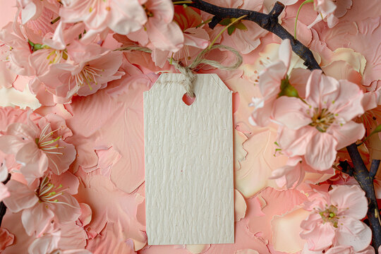 blank pink gift tag on pink background (1)