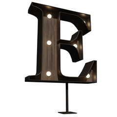 Fototapeta na wymiar Vintage Marquee Light: Letter 'E' in Retro Typography