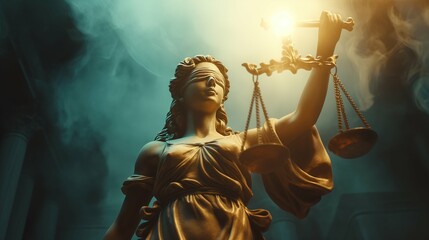Marble statue of Lady Justice, Symbol of Law and Justice - obrazy, fototapety, plakaty