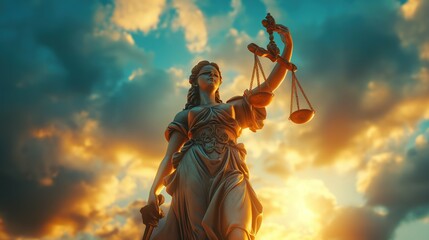 Marble statue of Lady Justice, Symbol of Law and Justice
