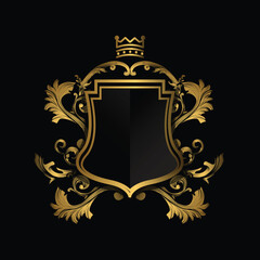Golden Emblem Black Background.