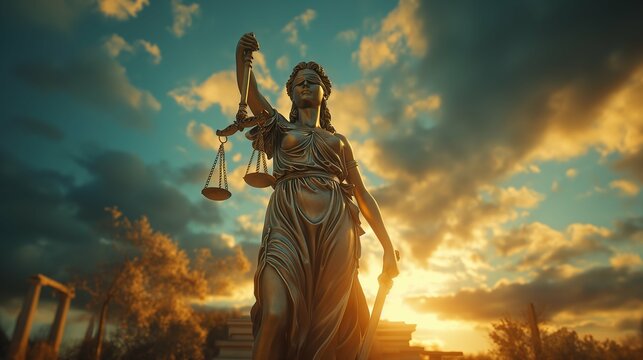 Marble statue of Lady Justice, Symbol of Law and Justice