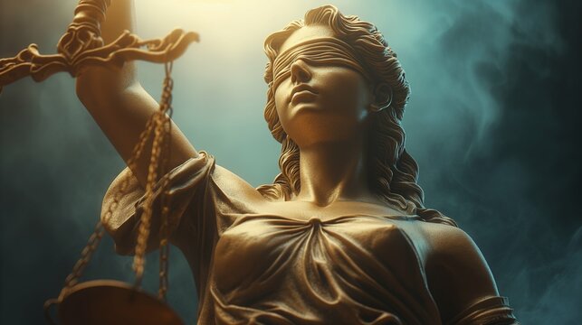 Marble statue of Lady Justice, Symbol of Law and Justice