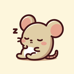 vector style sleeping rat cute mascot