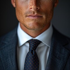 A businessman wearing a suit, close up shot