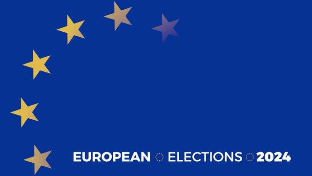 Elections in europe, text with flag. Animated illustration of european union voting concept.