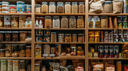 Neatly Arranged Pantry with Healthy Foods