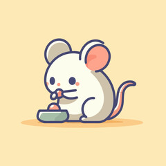 vector style rat eating cute mascot