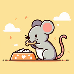 vector style rat eating cute mascot