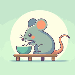 vector style rat eating cute mascot