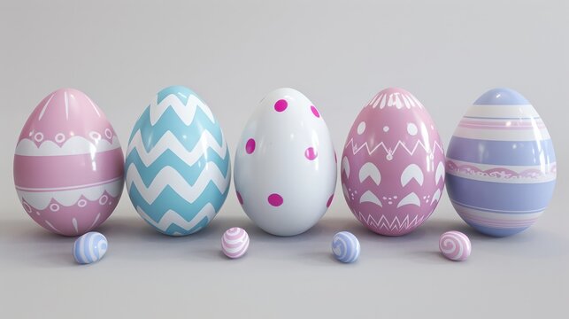 set of easter eggs, various colors and patterns
