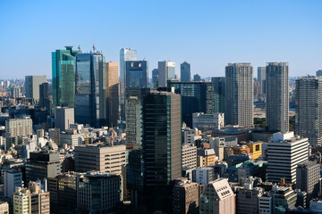 東京都 東京タワーから見る東京の街並み、新橋・汐留方面