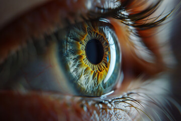 Macro View: Close-up of a Human Eye. Generative AI.
