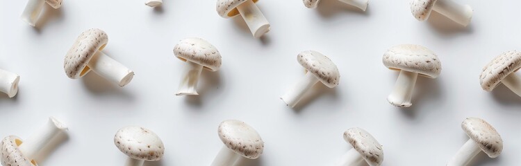 fresh mushrooms on a white background - obrazy, fototapety, plakaty