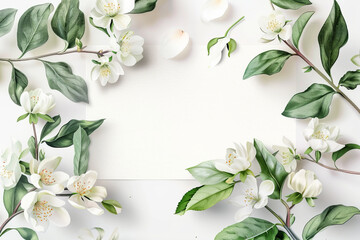Watercolor spring magnolia blossom on white background.. - obrazy, fototapety, plakaty