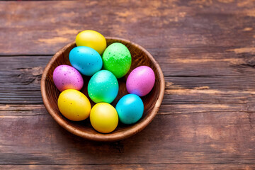 Fototapeta na wymiar Vibrant Easter Eggs. A close-up image of colorful and intricately decorated Easter eggs