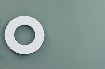 White letter O, number 0 on a gray background. Free space for text