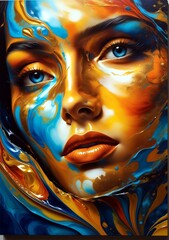 Obraz premium Portrait of a woman. Modern image for interior design. Abstract painting.