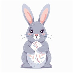 hand-drawn clipart for easter day. cute rabbit and colorful egg design