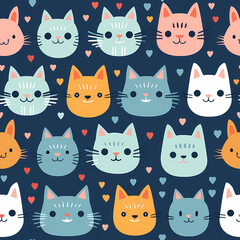 cute cat,seamless pattern