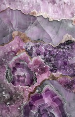 whats about that pink wallpaper, in the style of crystalline and geological forms, purple and bronze, abstraction-création, gemstone, detailed skies, delicate washes, baroque extravagance
