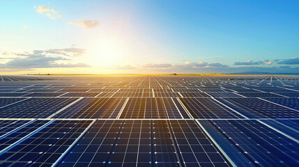 Solar Panels in a Sunlit Field