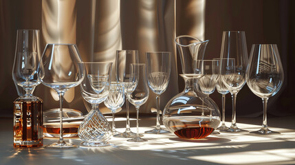 Sophisticated Wine Glass and Decanter Arrangement
