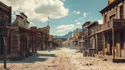 A scenic view of an old western town, perfect for historical projects - obrazy, fototapety, plakaty