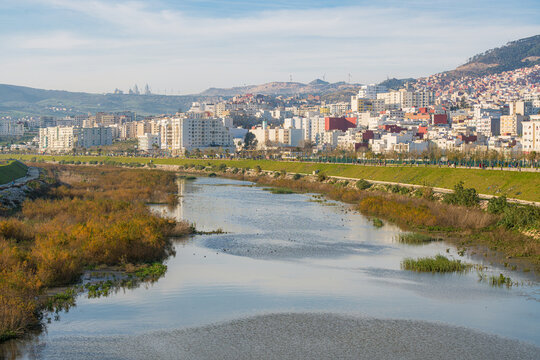 Scenic view of Tetouan city with the Martil River in North Morocco