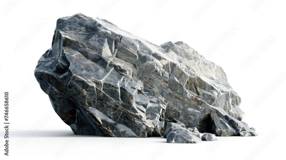 Poster A large rock sitting on top of a white surface. Suitable for various design projects