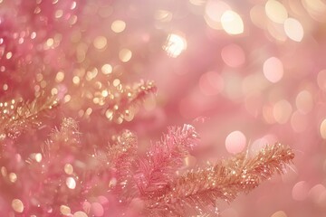Fototapeta na wymiar Detailed close up of a pink Christmas tree, perfect for holiday backgrounds