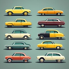 Collection of cars. Vector illustration in flat design.