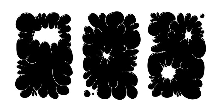 Bubble abstract shapes sticker pack. Funky balloon organic elements icon sign in trendy retro y2k style. Cartoon graffiti vector illustration isolated on white background.