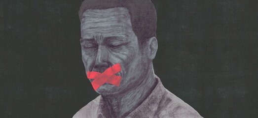 free speech and freedom of expression concept. political art. conceptual artwork. human rights. © Jorm Sangsorn