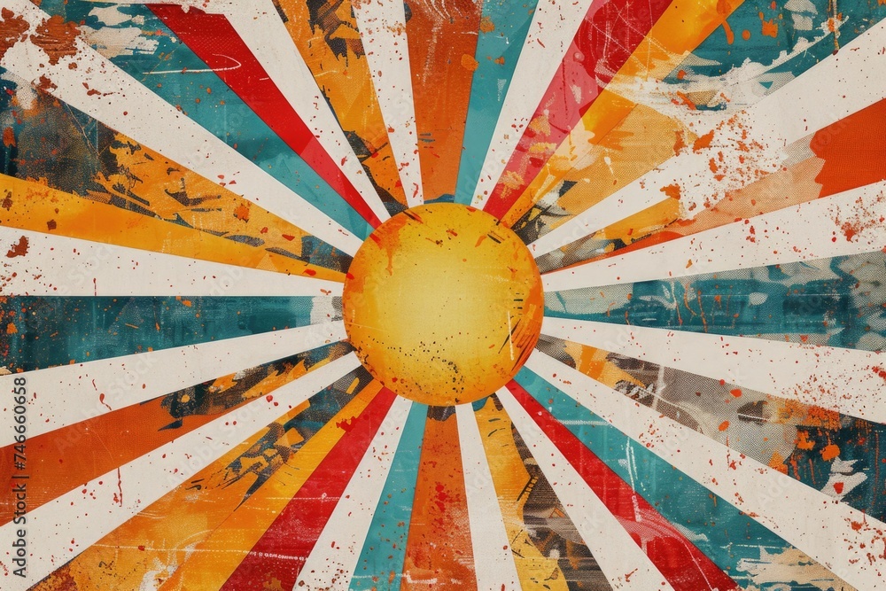 Poster a grungy background with a sunburst in the middle. suitable for various design projects