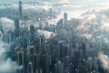 A panoramic view of a city with towering buildings, perfect for urban themes