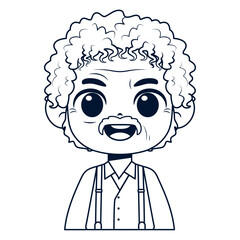 Vector Cute Old Man Beard Avatar Grandfather Illustration Isolated