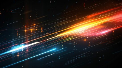 Dynamic streaks of light with a bokeh effect creating an abstract and futuristic background.