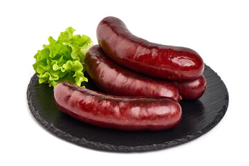 Bratwurst sausages, isolated on white background. High resolution image