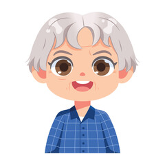 Vector Cute Old Woman Avatar Grandmother Character Illustration Isolated