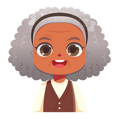 Vector Cute Old Woman Avatar Grandmother Character Illustration Isolated