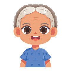 Vector Cute Old Woman Avatar Grandmother Character Illustration Isolated