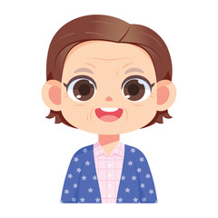 Vector Cute Old Woman Avatar Grandmother Character Illustration Isolated