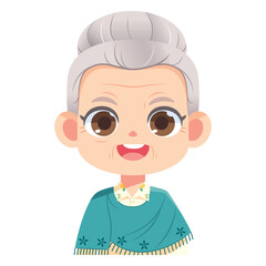 Vector Cute Old Woman Avatar Grandmother Character Illustration Isolated